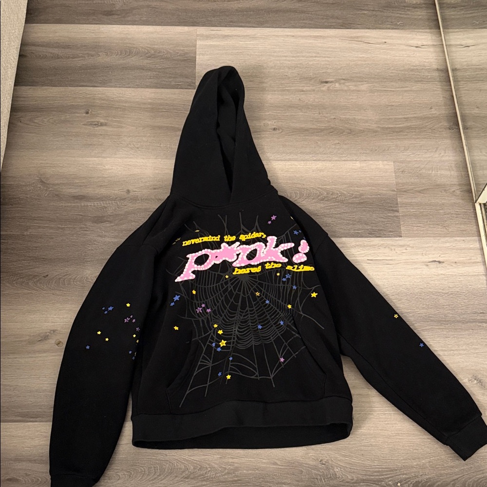 Black Hoodie with Pink Graphic